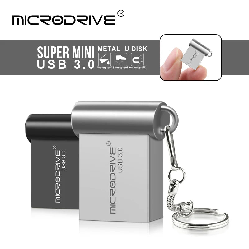 Clé USB 3.0 Mini MicroDrive 16Go 32Go 64Go 128Go Métal Argent Noir – CLEVI Paris