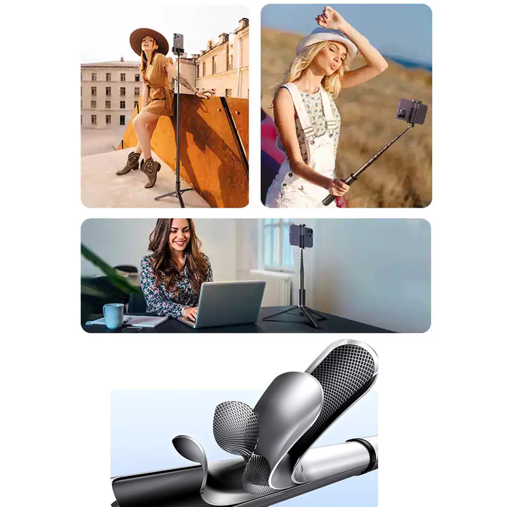 Perche selfie télescopique Bluetooth noire – CLEVI Paris