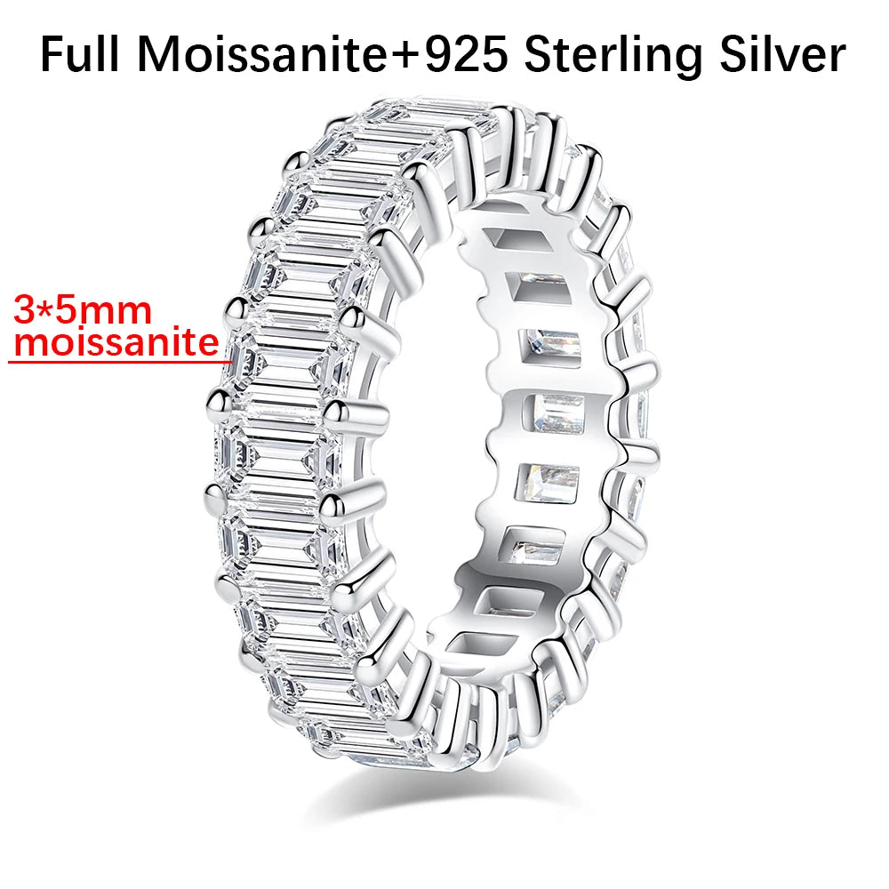 Bague Moissanite Coupe Émeraude 3×5mm Argent 925 – CLEVI Paris