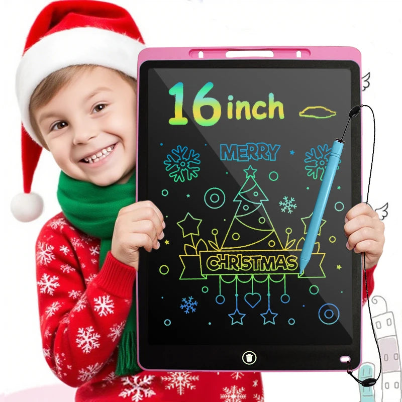 Tablette LCD Écriture 16" Couleur – Ardoise Numérique Effaçable, Jouet Éducatif, Certifiée CE – CLEVI Paris