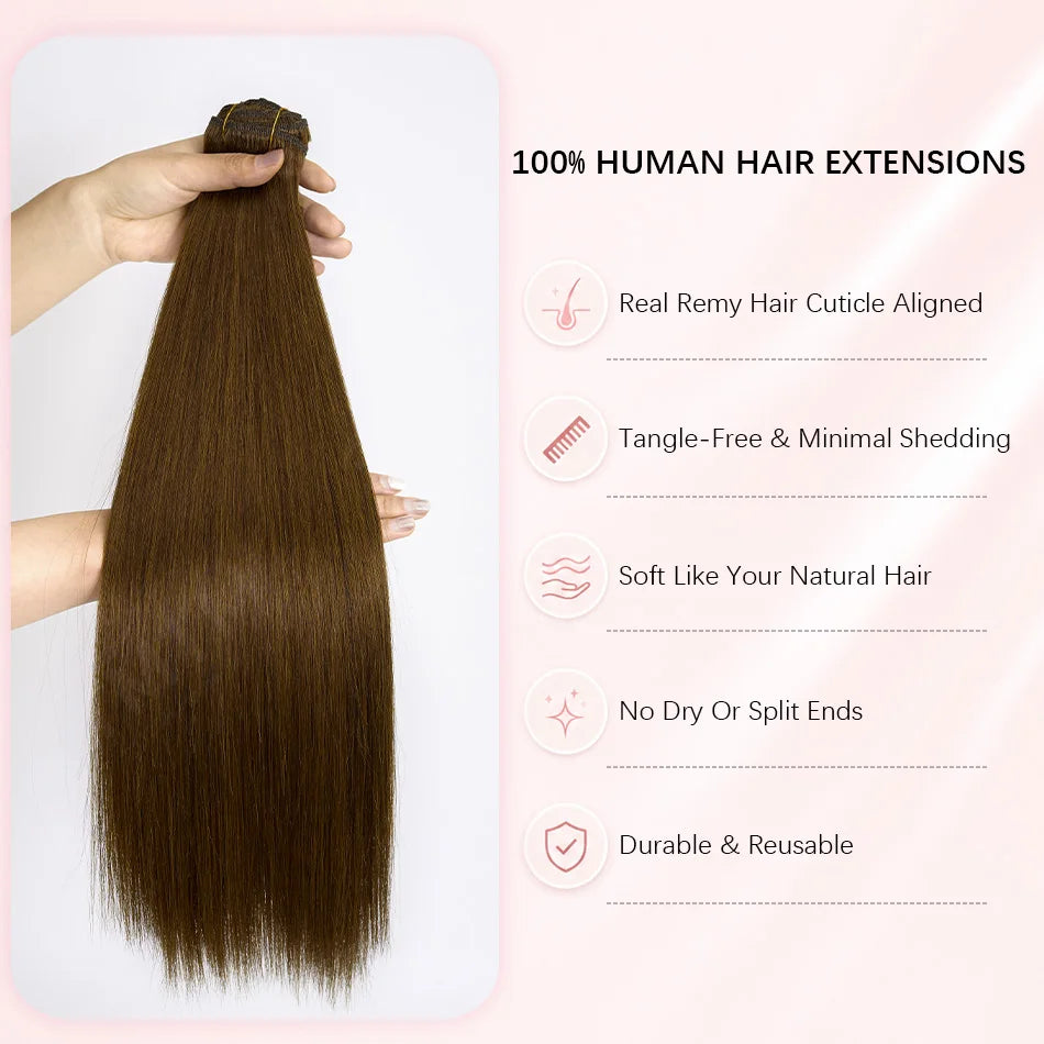 Extensions clip-in cheveux humains 7 pièces – CLEVI Paris