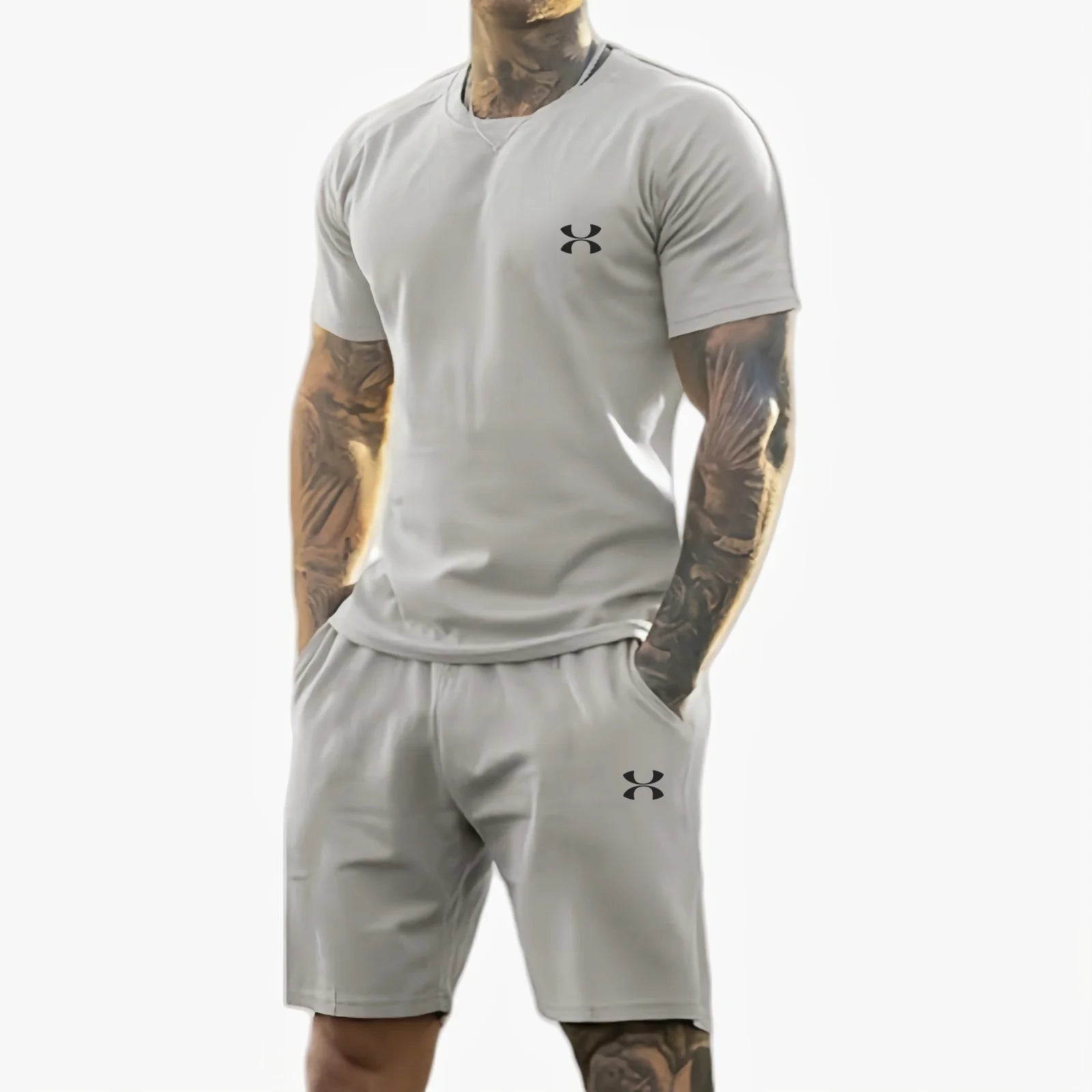 Ensemble 2 Pièces Homme Ice Silk Séchage Rapide Anti-Transpiration Running Fitness – CLEVI Paris