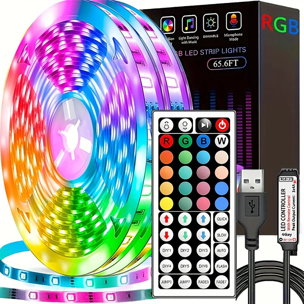 Ruban LED RGB USB avec Télécommande IR — 1m à 20m, Chambre, TV, Décoration | CLEVI Paris