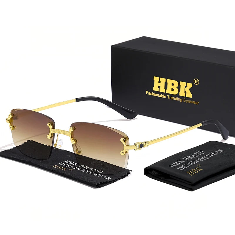 Lunettes de Soleil Carrées Sans Monture Femme HBK – Verres Dégradés UV400 – CLEVI Paris