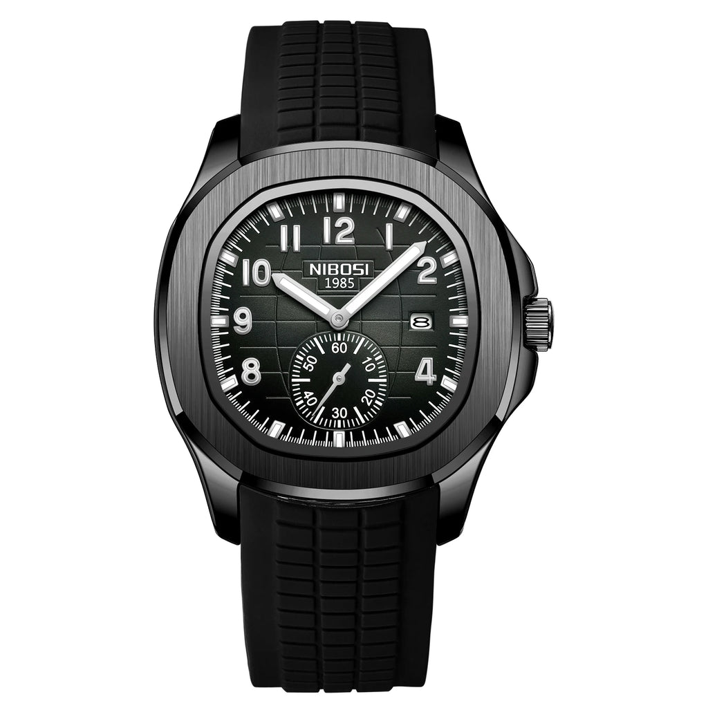 Montre Quartz Homme NIBOSI 2653 – Style Aquanaut, Date Automatique & Aiguilles Lumineuses