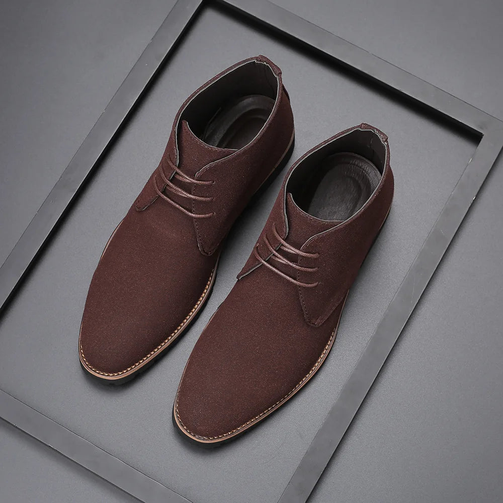 Boots Chelsea Homme Faux Suède Bout Rond Style Britannique | Bleu Marron Noir EU 38-48