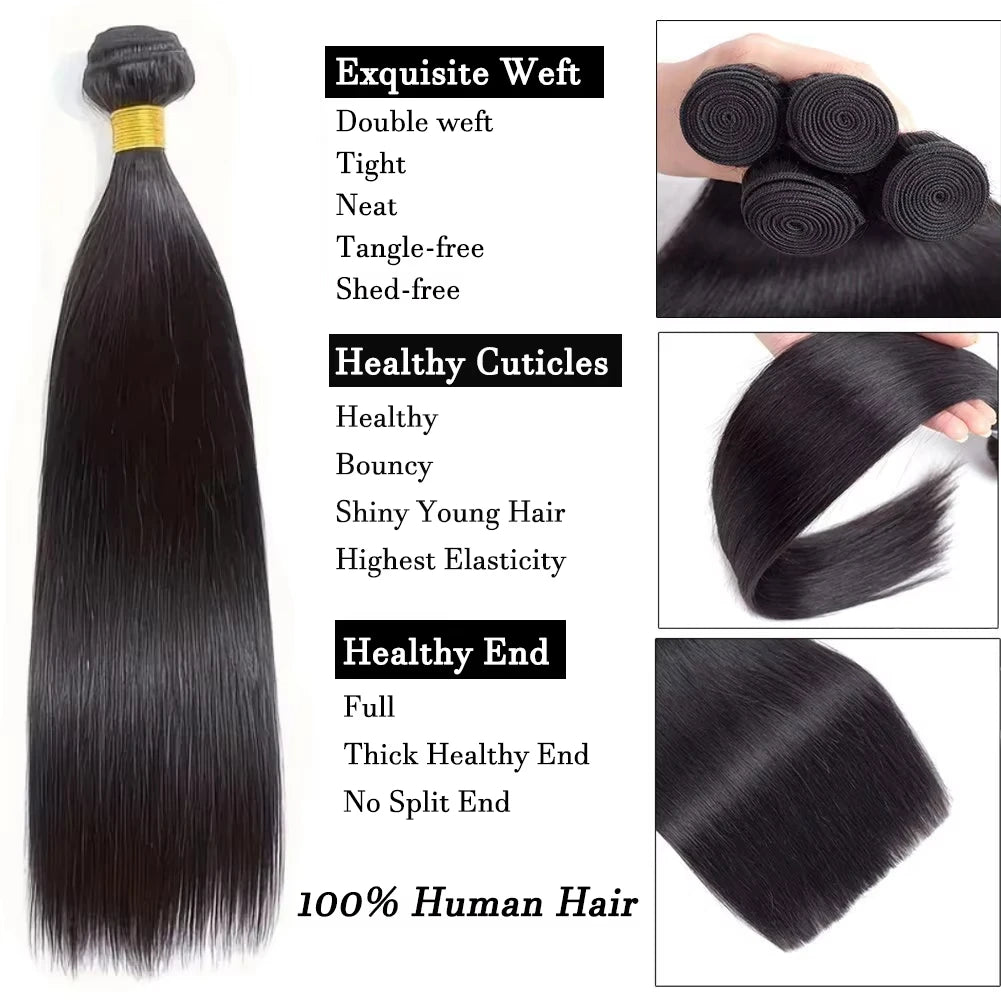 Bundles Lisses Cheveux Humains Brésiliens Remy Hair Noir Naturel – CLEVI Paris