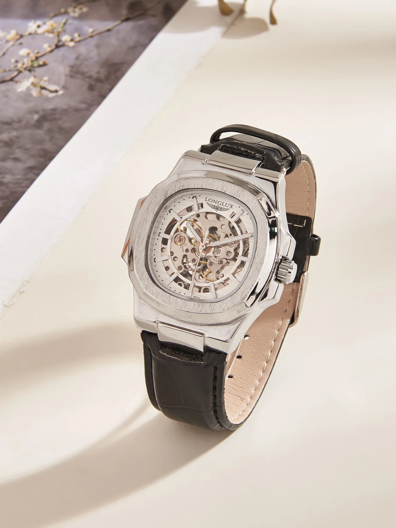 Montre Mécanique Homme LONGLUX 8057P – Squelette Automatique, Cuir & 7 Coloris