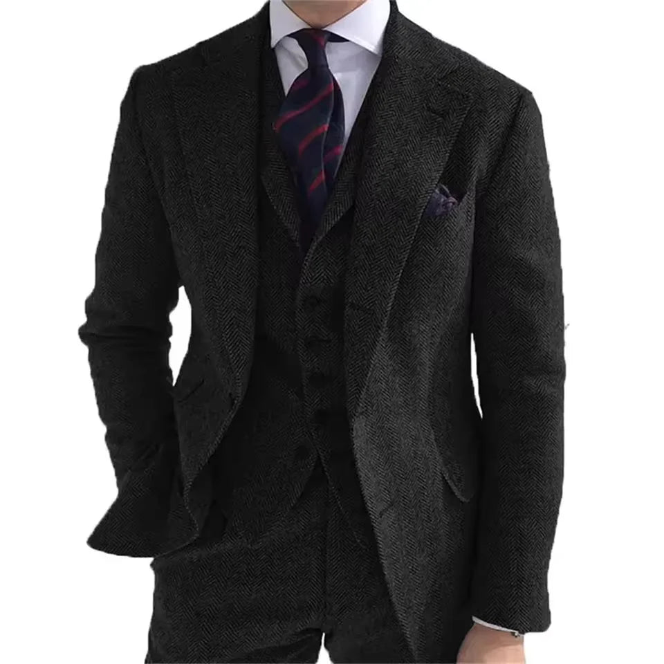 Costume homme 3 pièces habillé à chevrons – CLEVI Paris