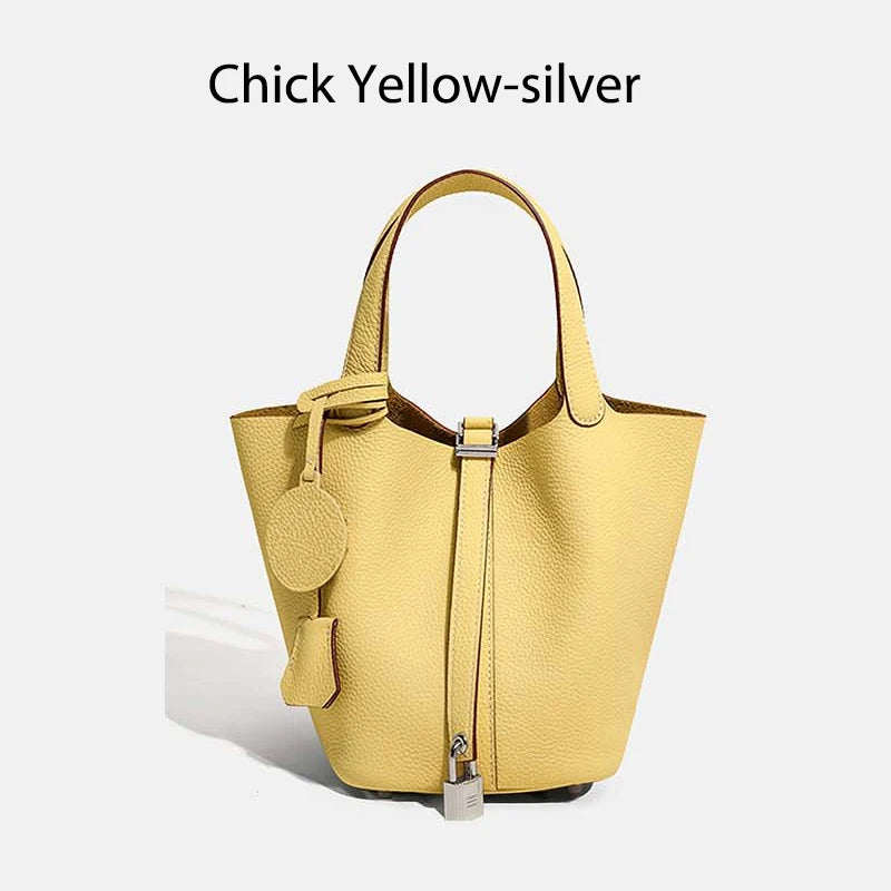 Sac Seau Femme Cuir Véritable TOGO Cadenas & Foulard Décoratif – CLEVI Paris