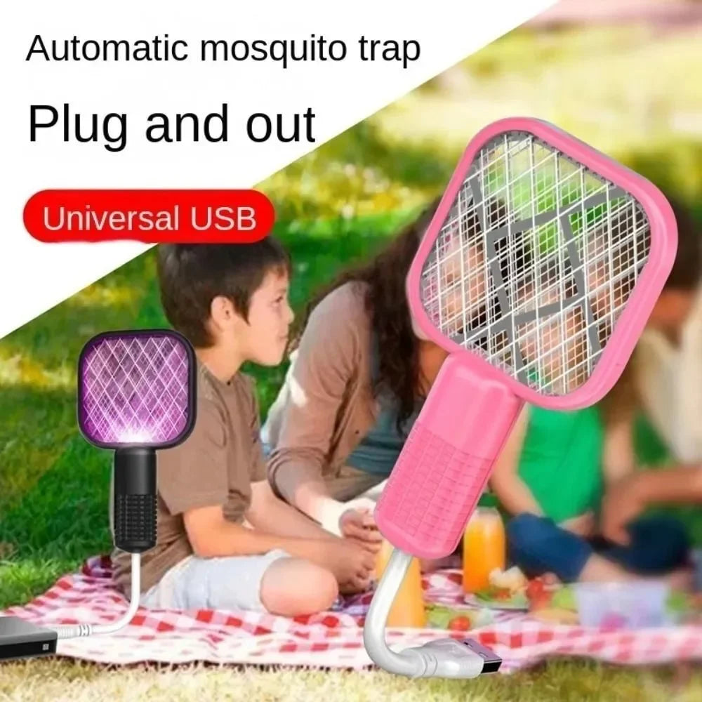 Raquette Anti-Insectes USB Rechargeable Lumière UV 2-en-1 Camping & Maison – CLEVI Paris