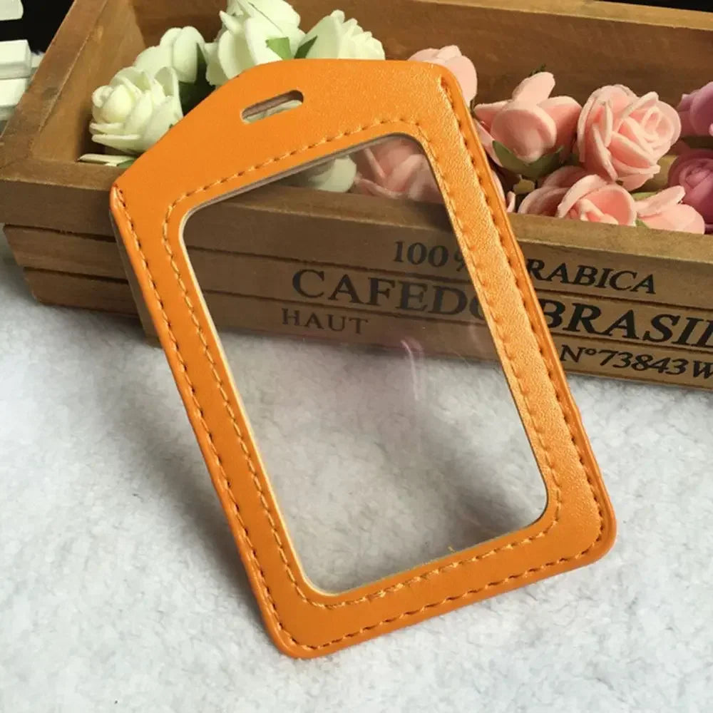 Porte-Carte Badge PU Transparent | Bordure Colorée, Trou Lanière, Style Business, 7 Coloris – CLEVI Paris