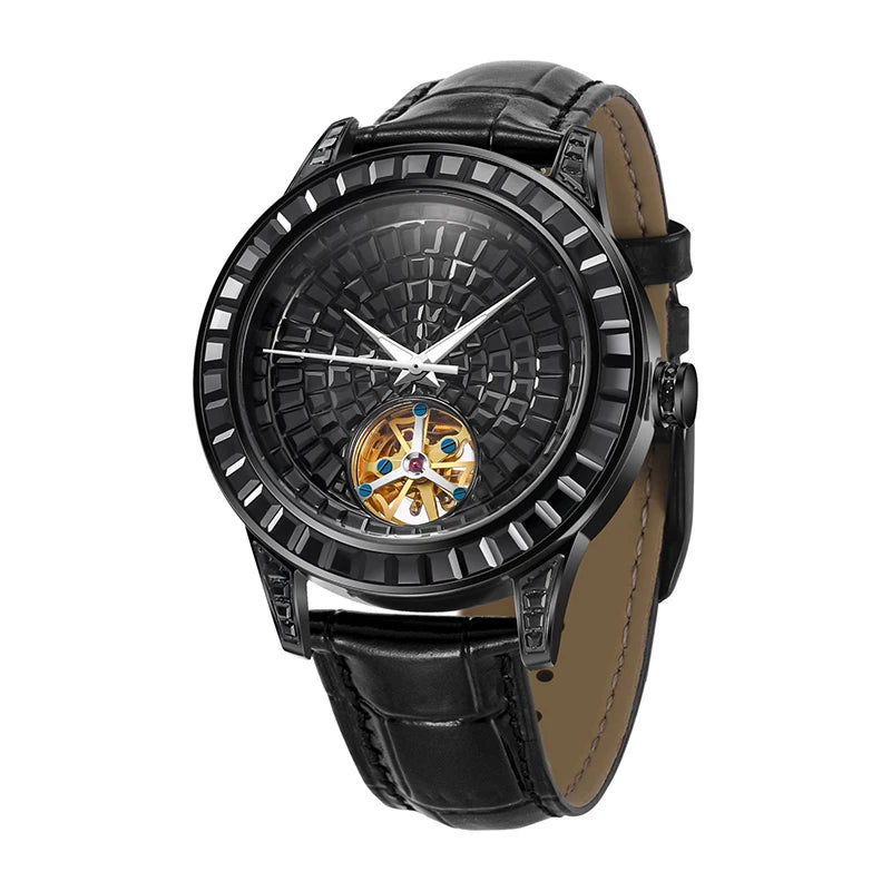 Montre Mécanique Squelette Full Diamond Homme – CLEVI Paris