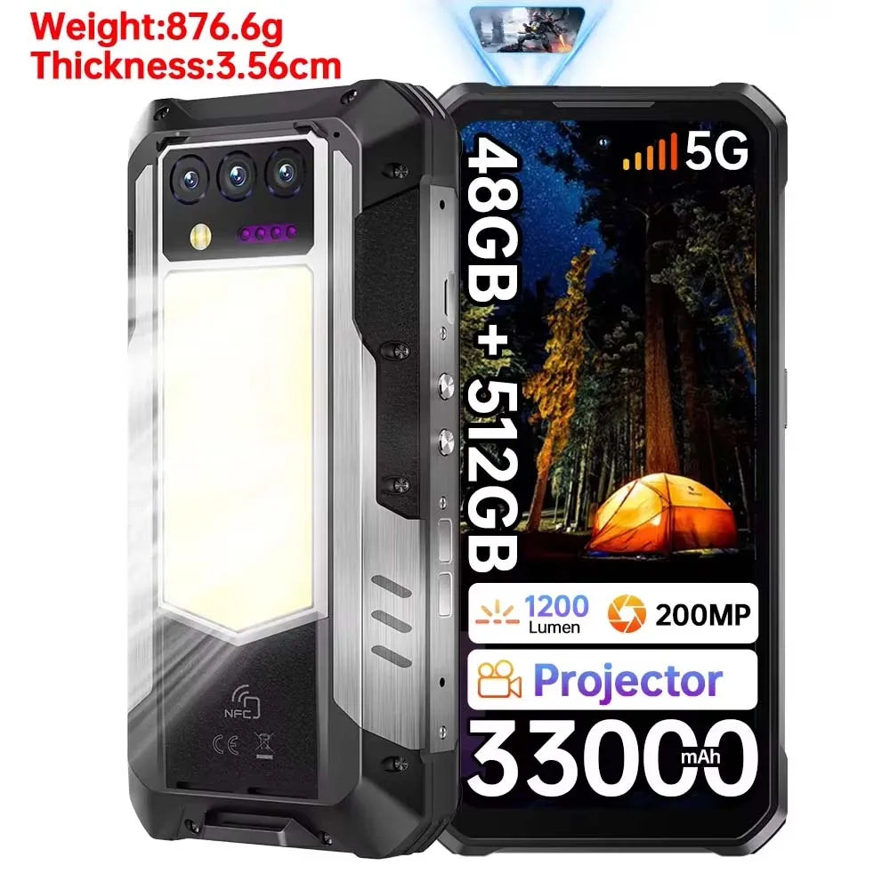Smartphone Robuste OUKITEL WP100 TITAN – 33000mAh, 200MP, Projecteur Laser, 5G, Android 14 – CLEVI Paris