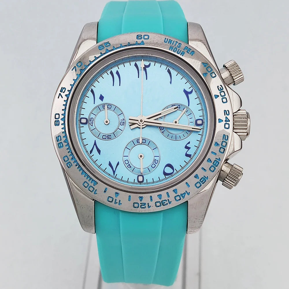 OUMASHI Montre Quartz VK63 Homme Chronographe Saphir Lunette Céramique Acier 100m – CLEVI Paris