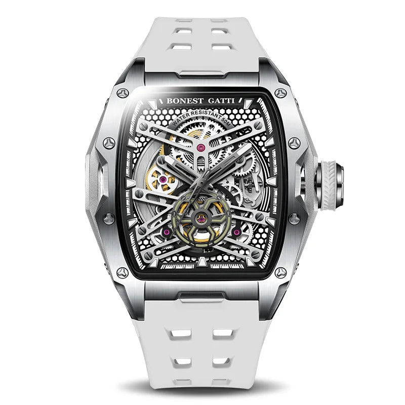Montre BG5502 – Automatique Tonneau 46 mm, Cadran Squelette, Verre Saphir, Aiguilles Lumineuses, Étanche 50 ATM – CLEVI Paris