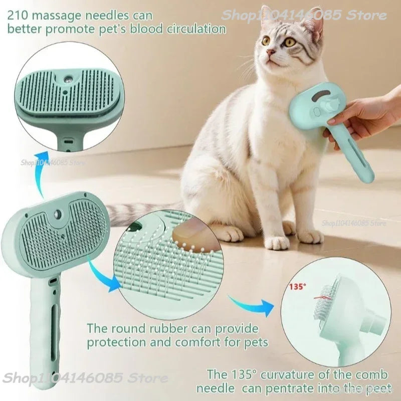 Brosse Vapeur Spray Massage pour Chien & Chat Têtes Rondes Douces Anti-Poils — CLEVI Paris
