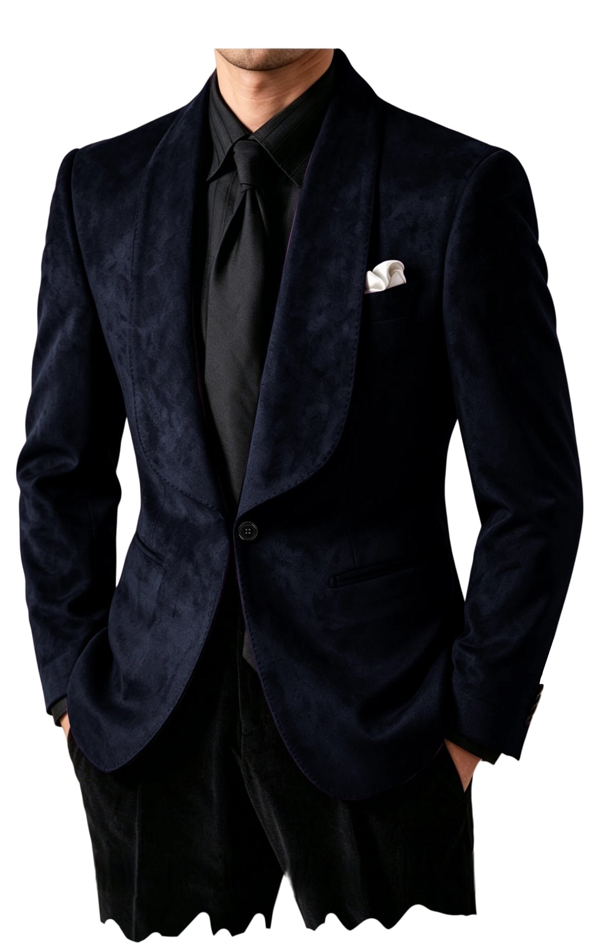 Blazer homme effet suédé 1 bouton à col châle – CLEVI Paris