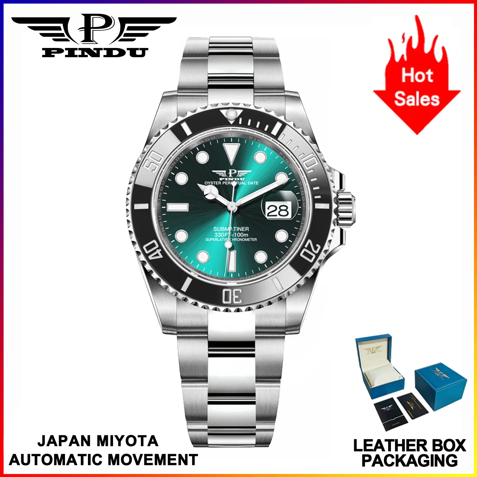 Montre PINDU PD6591 Mécanique Automatique Miyota Acier 40 mm Étanche 10 Bar – CLEVI Paris