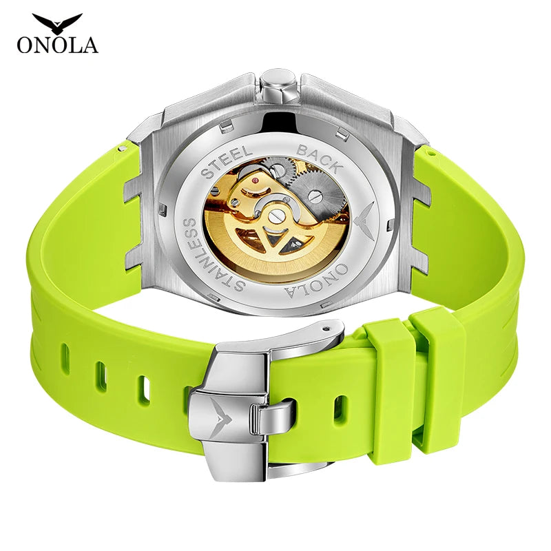 ONOLA Montre Automatique Homme Squelette Sport Silicone Étanche Multicolore – CLEVI Paris