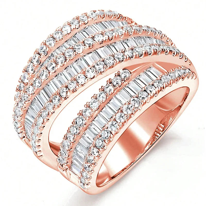 Bague Femme Choucong – Zircon Saphir & Diamant Simulé Serti Griffe Fiançailles