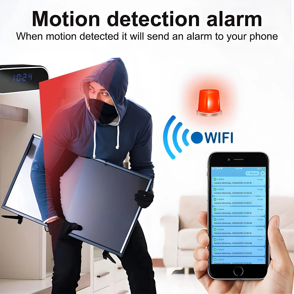 Mini Caméra WiFi 4K HD – Vision Nocturne 9 IR, Détection de Mouvement & Surveillance à Distance – CLEVI Paris