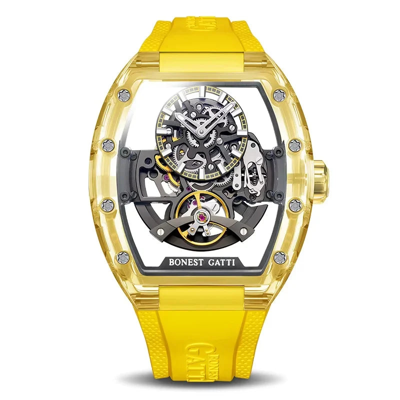Montre Mécanique Automatique BONEST GATTI BG-9960 Squelette Tonneau Saphir – CLEVI Paris