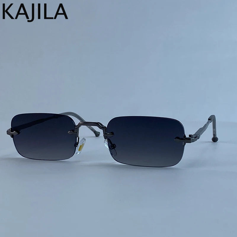 Lunettes de Soleil Sans Monture Rectangulaires Punk UV400 Dégradé Homme Vintage – CLEVI Paris