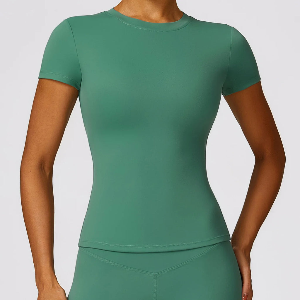 T-shirt Sport Femme Nylon | Running, Yoga & Gym, Manches Courtes Respirant, 16 Coloris – CLEVI Paris