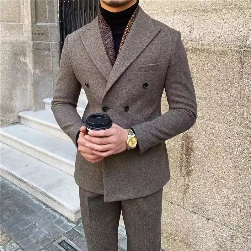 Costume homme 2 pièces en polyester et laine – CLEVI Paris