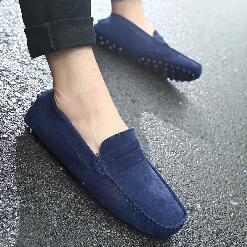 Mocassins Homme Cuir Suède Véritable – Chaussures Casual Conduite Slip-On