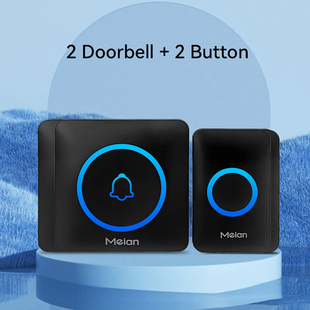 Sonnette Sans Fil Meian – IP65, 300m, 60 Sonneries, 110dB, 3 Modes, EU/UK/US