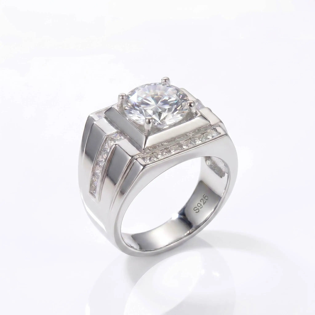 Bague Moissanite Ronde 4CT Argent 925 Plaqué Or – CLEVI Paris