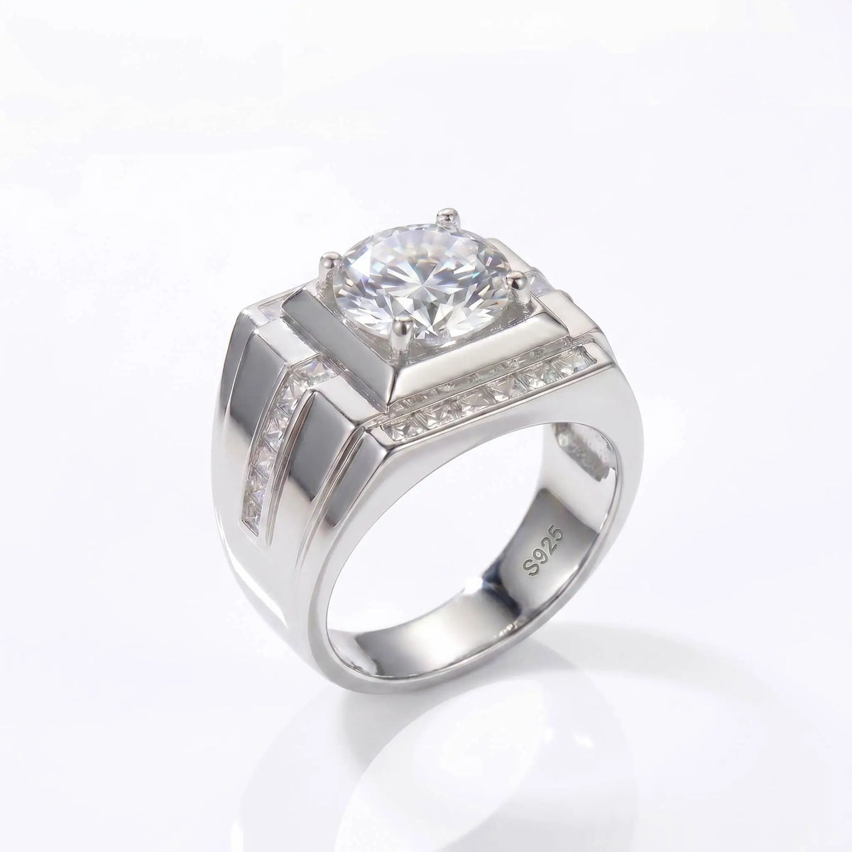 Bague Moissanite Ronde 4CT Argent 925 Plaqué Or – CLEVI Paris