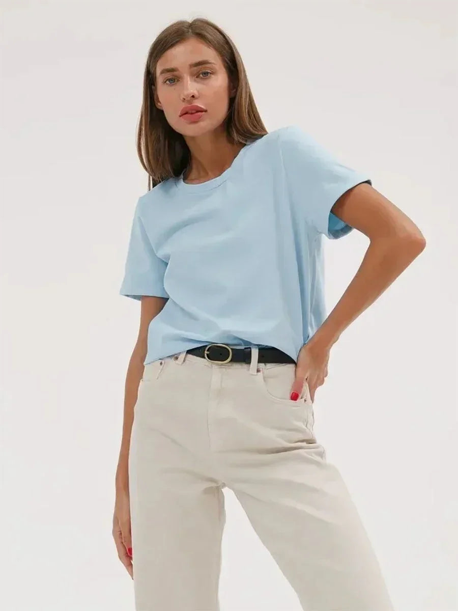 T-shirt Femme 100% Coton — Coupe Loose Manches Courtes | CLEVI Paris