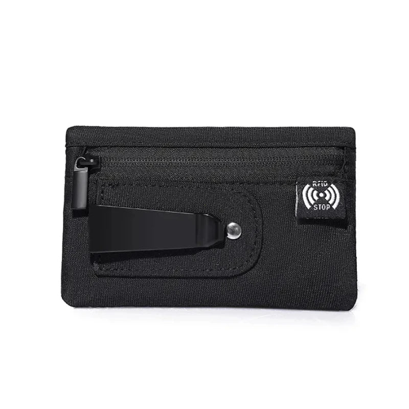 Porte-Cartes RFID Nylon Slim Homme — Mousqueton, Clip Ceinture ou Fermeture Éclair, Multi-Coloris | CLEVI Paris