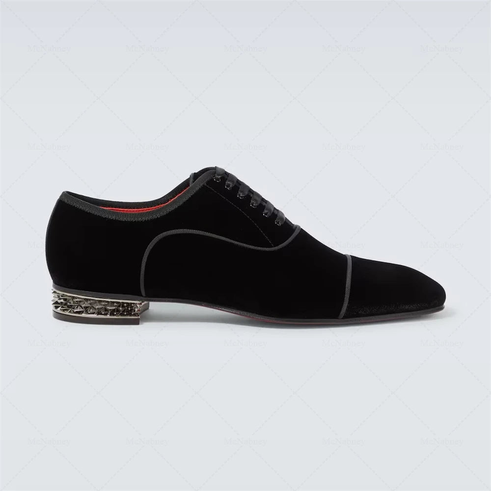 Oxford Homme Velours Noir Détail Argenté Lacets Mariage – CLEVI Paris