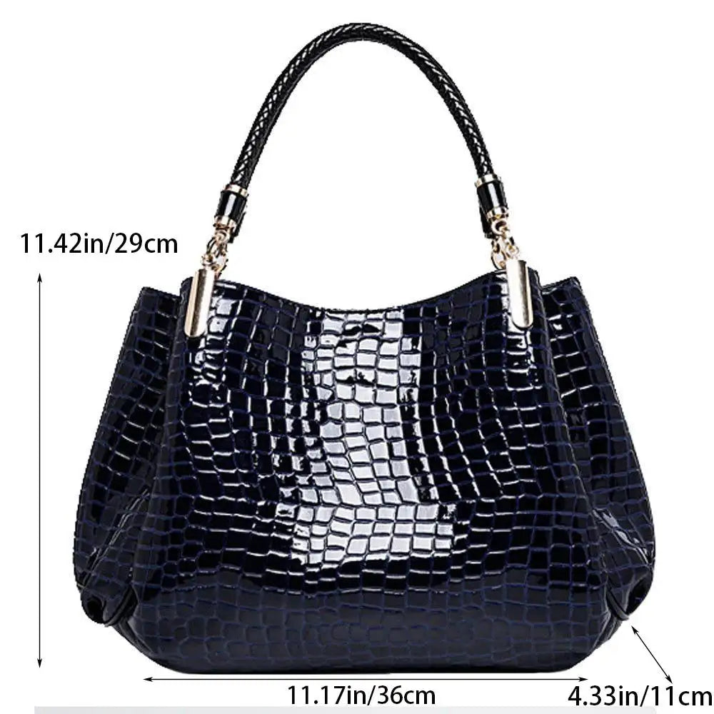 Sac Cabas Femme Cuir PU Imprimé Crocodile — Grande Capacité, Forme Seau, 36x11x29cm | CLEVI Paris