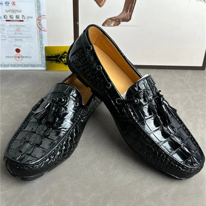 Mocassins homme noirs à pompons en cuir – CLEVI Paris