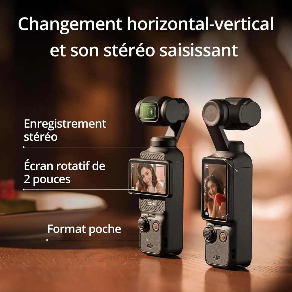 DJI Osmo Pocket 3 – Capteur 1", 4K/120fps, Stabilisation 3 Axes, Écran 2", Vlog & Voyage – CLEVI Paris