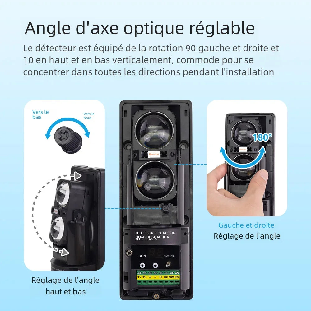 Détecteur Infrarouge Filaire MEIAN AX-100 Double Faisceau 100 m Périmètre – CLEVI Paris