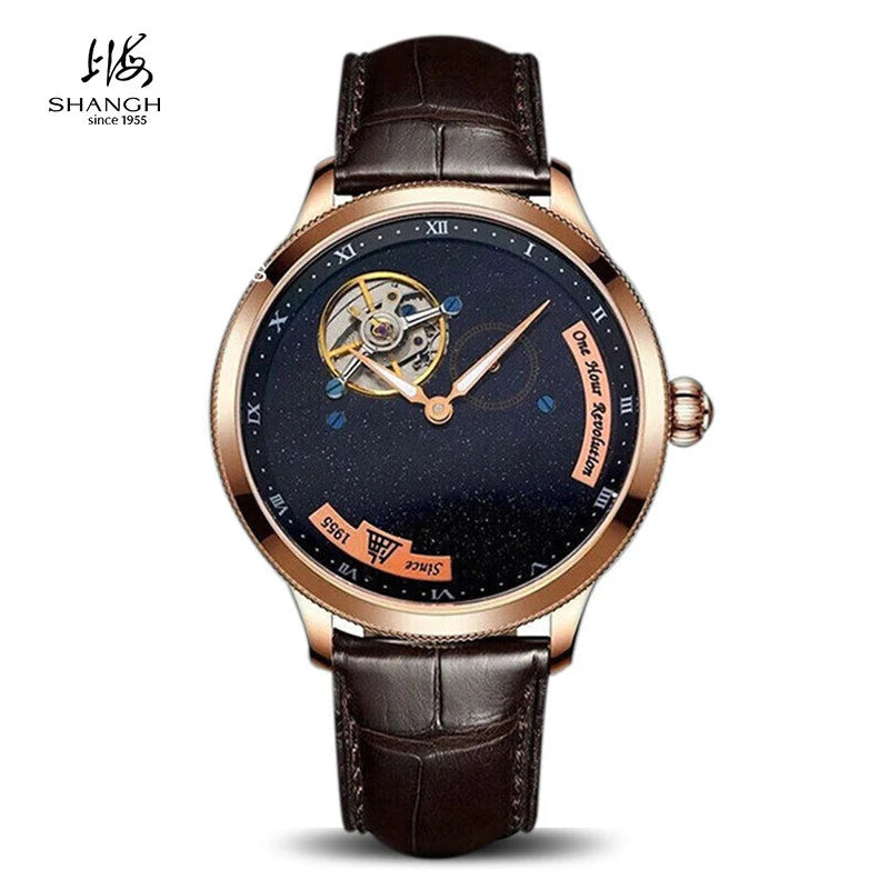 Montre Homme Manuel Carrousel Ciel Étoilé Chiffres Romains Lumineux Shanghai Watch S2000 – CLEVI Paris