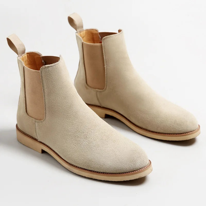 Chelsea Boots Homme Cuir Suédé Véritable Bout Pointu Style Britannique | 5 Coloris EU 35-46