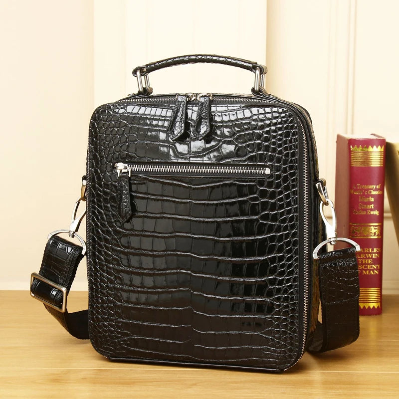 Serviette Cuir Véritable Motif Alligator Homme – CLEVI Paris
