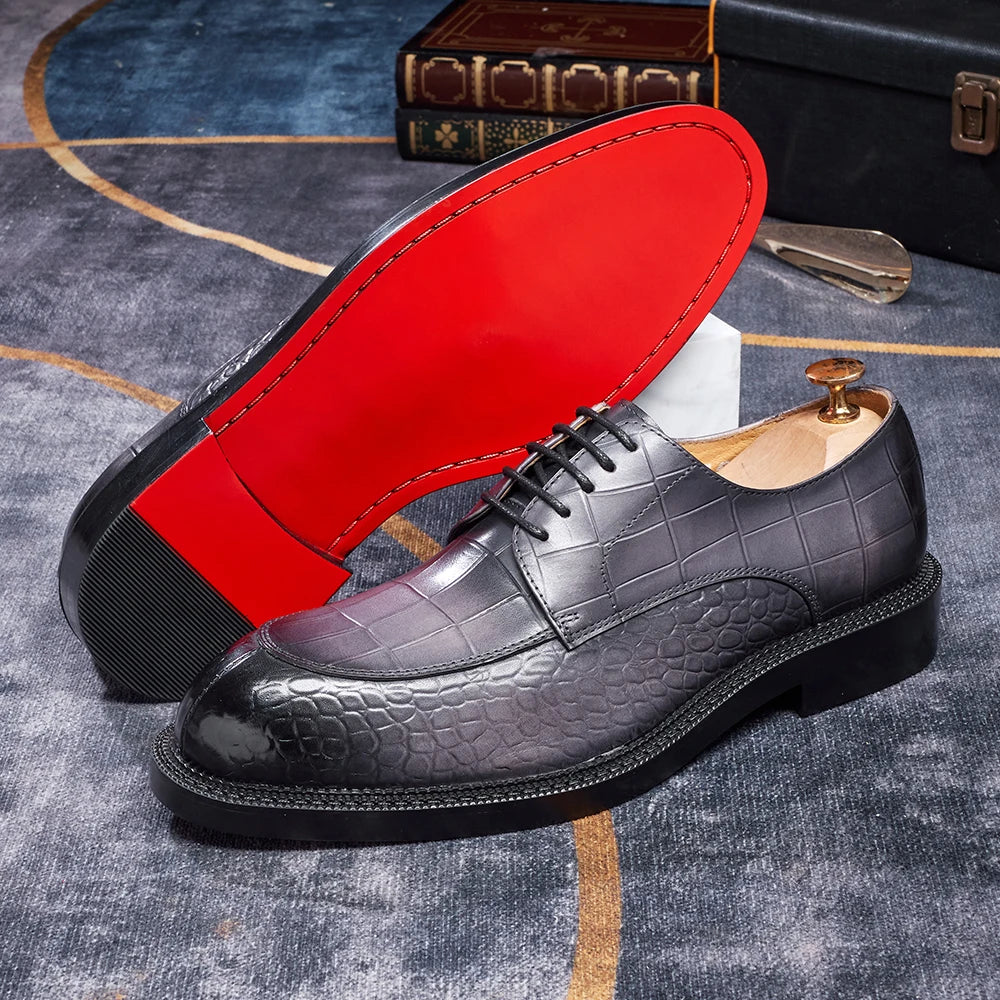 Oxford Homme Cuir Croco Rehausseur Luxe Mariage Élégant – CLEVI Paris