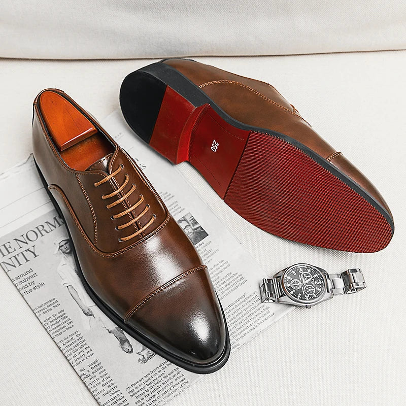 Oxford Homme Semelle Rouge Lacets Respirant Business Casual 2 Coloris – CLEVI Paris