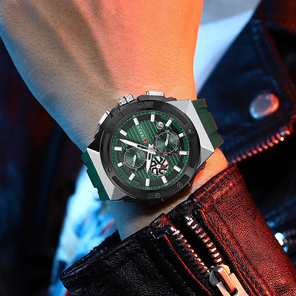CURREN Montre Quartz Homme Chronographe Silicone Lumineux 45mm Sport – CLEVI Paris