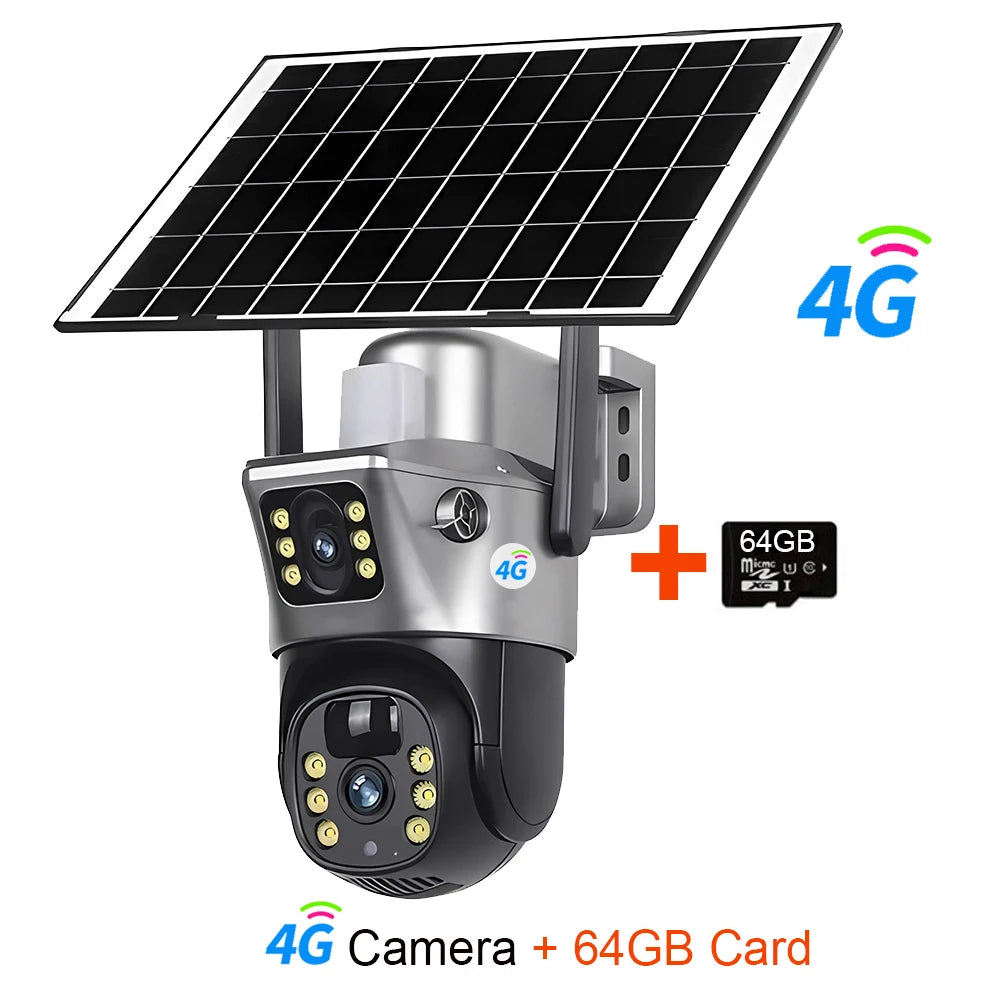 Caméra Solaire Extérieure 4K Double Objectif PTZ – WiFi ou 4G SIM – Batterie 8000mAh – CLEVI Paris