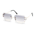 Lunettes de Soleil Sans Monture Taille Diamant UV400 Branches Métal Unisexe – CLEVI Paris