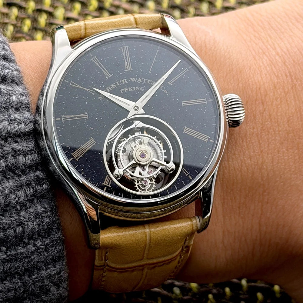 Montre Mécanique Tourbillon MERKUR Cadran Pierre Naturelle Saphir – CLEVI Paris